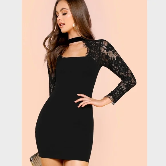 Rouge! Dresses | Lace Detail Keyhole Neck Black Mini Dress | Color: Black | Size: Xs | Knt2008's Closet Rouge! Dresses | Lace Detail Keyhole Neck Black Mini Dress | Color: Black | Size: Xs | Knt2008's Closet